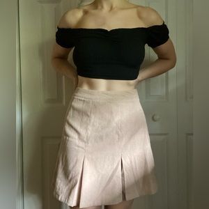 Nasty Gal tan beige corduroy high waisted pleated skirt